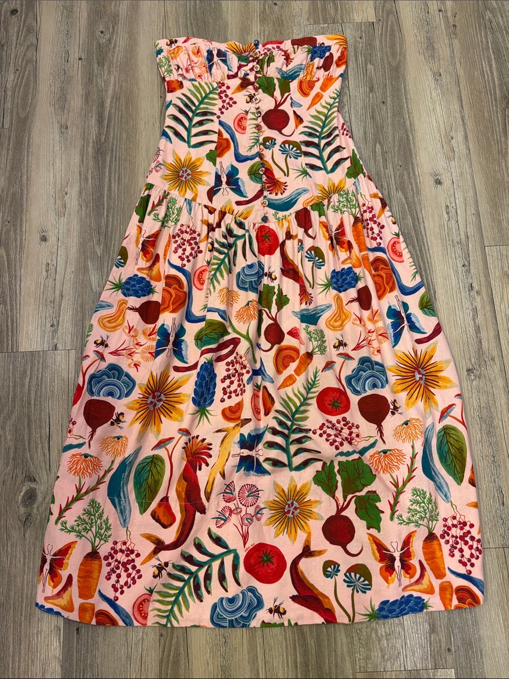 Farm Rio Printed Strapless Maxi Dress Size S - Picture 16 of 16